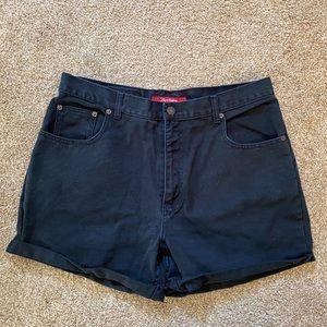 Black High Waisted Denim Shorts by Bill Blass